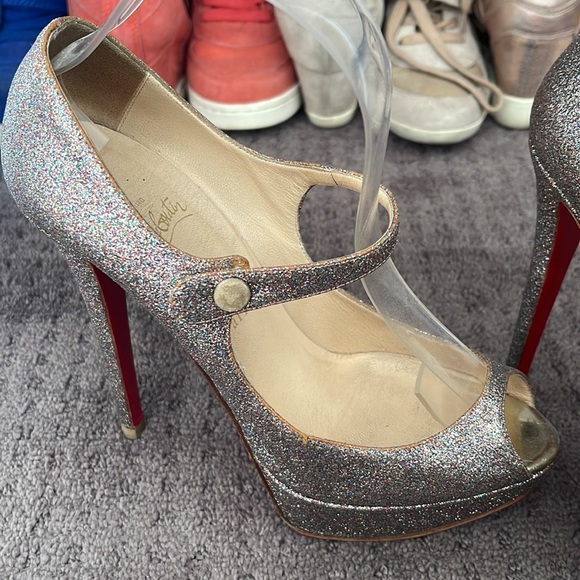 Christian Louboutin Glitter Platform Mary Janes size 39 - Picture 9 of 13